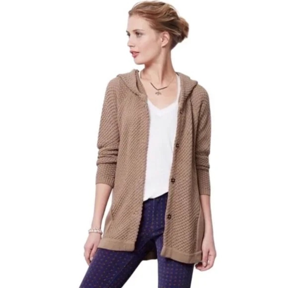 Anthropologie Women's beige dress Hooded Sweater with pockets